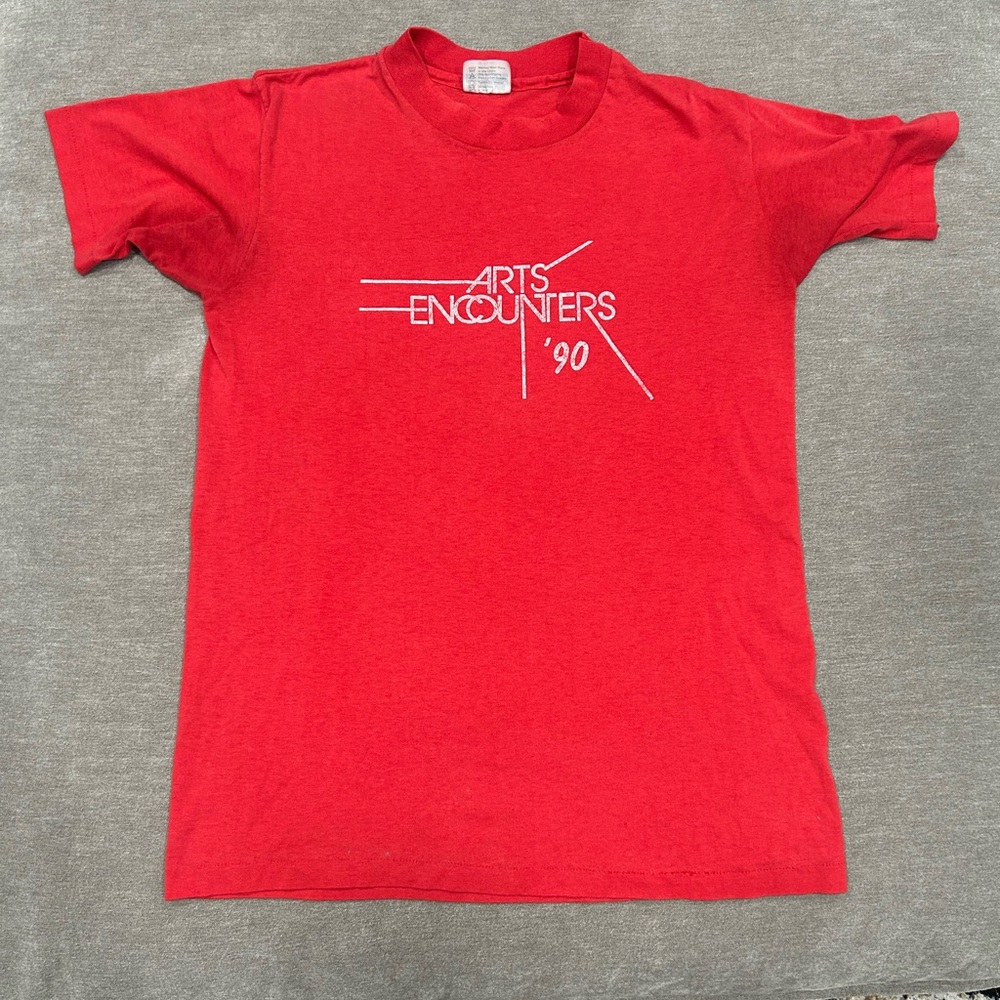 True Vintage 80s Red Arts Encounters Hanes single stitch T-Shirt